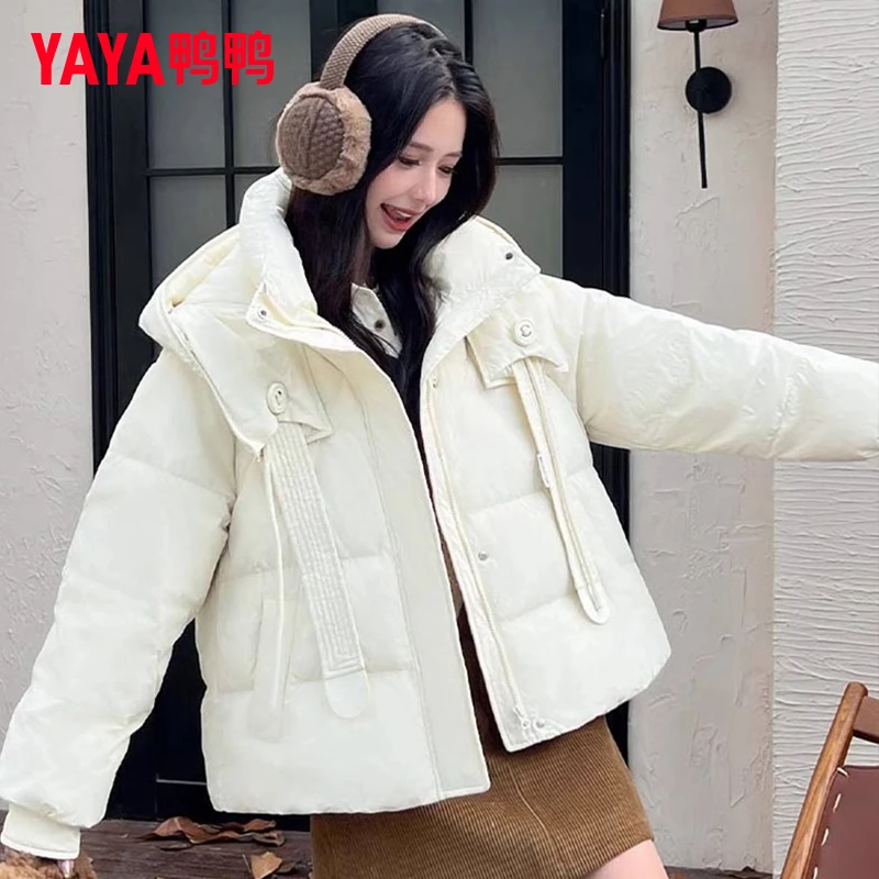 YAYA/鸭鸭羽绒服短款女款新款韩版面包服时尚外套YE4B612027P
