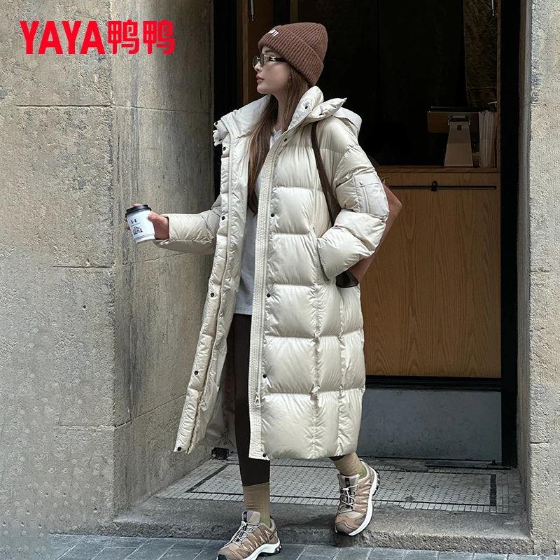 YAYA/鸭鸭羽绒服女长款冬季时尚韩版气质高级加厚外套YE4B604945E
