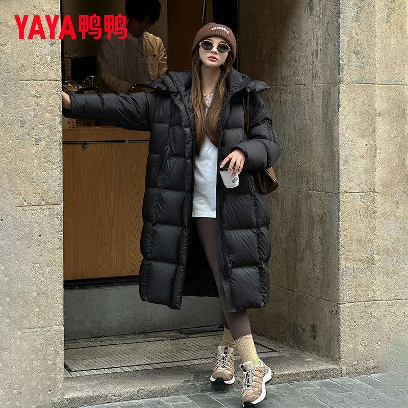 YAYA/鸭鸭羽绒服女长款冬季时尚韩版气质高级加厚外套YE4B604945E