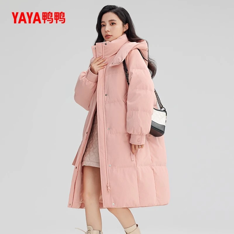 YAYA/鸭鸭羽绒服女长款保暖时尚百搭潮流舒适韩版外套YE4B618033J