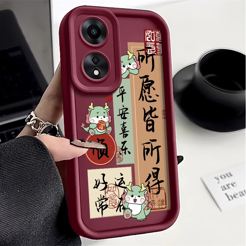 所愿皆所得oppoa1pro手机壳全包高级感硅胶新款卡通文字防摔软壳