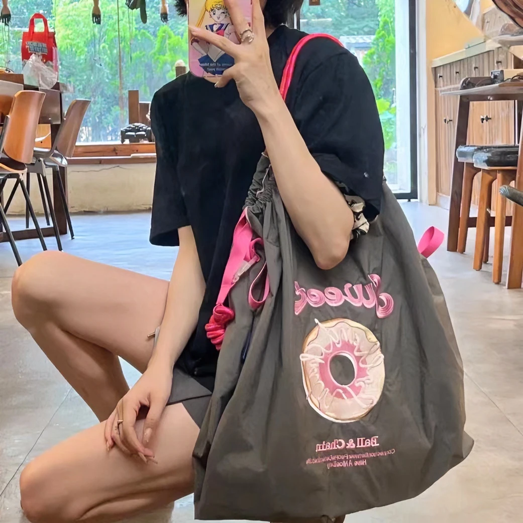 【中号】托特包高圆圆同款刺绣购物袋大容量少女百搭防水时尚女包感