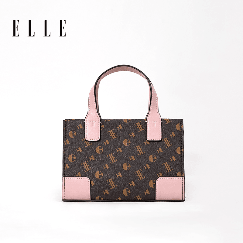 ELLE24年春夏新款气质时尚百搭复古女士老花拼色手提包46367