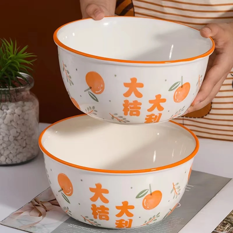 家用创意陶瓷8英寸大号汤碗配汤勺餐具套装 宿舍学生用单个泡面碗