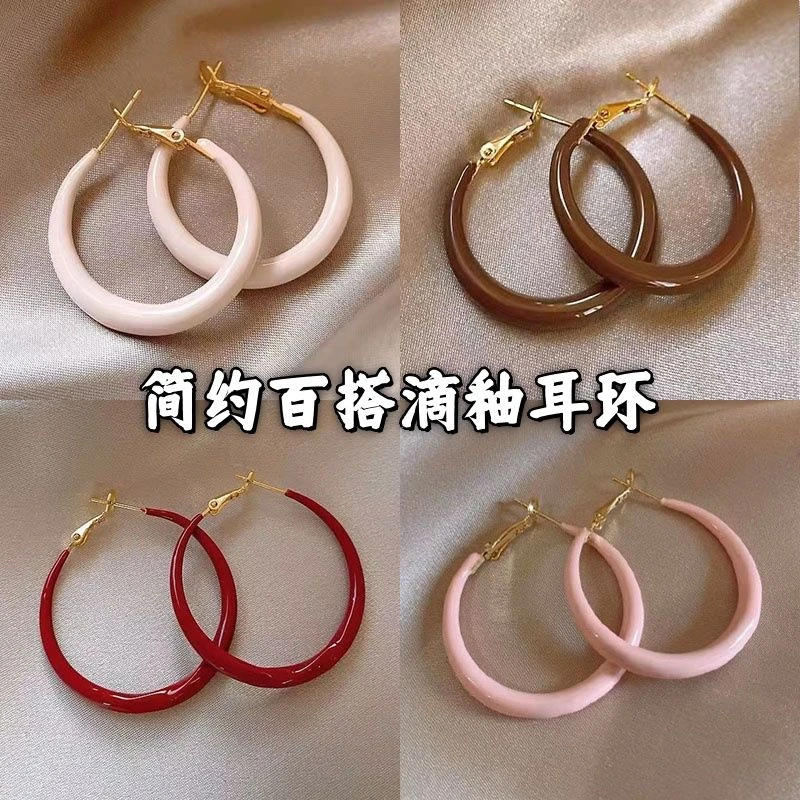 简约圆圈耳环女新款爆款时尚通勤百搭耳圈小众设计法式气质耳饰