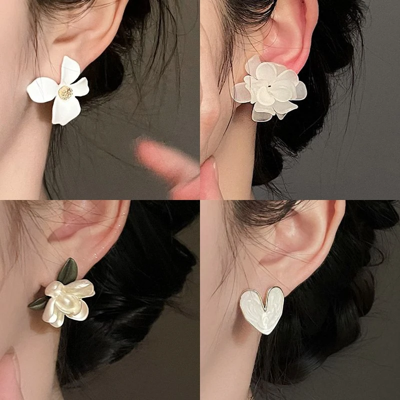 「茉香白露」花朵耳环新款潮女气质夸张鸢尾耳环茶系耳饰