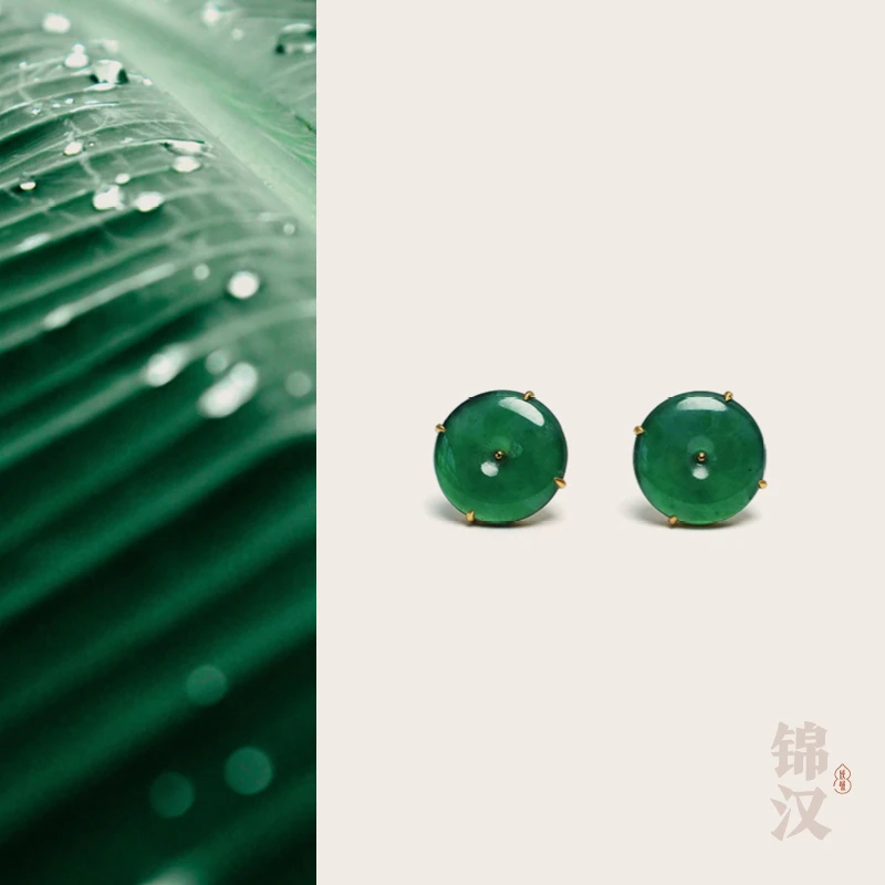 「平安」锦汉美学耳饰 翡翠/18K金 24514