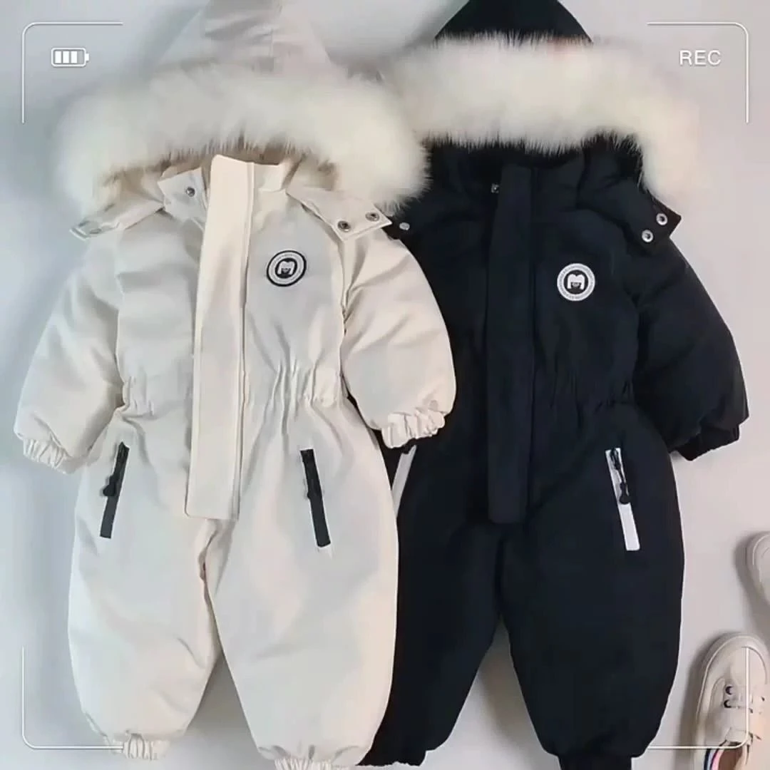 欧美风宝宝滑雪服连体衣 宝宝爬服哈衣冬季新款