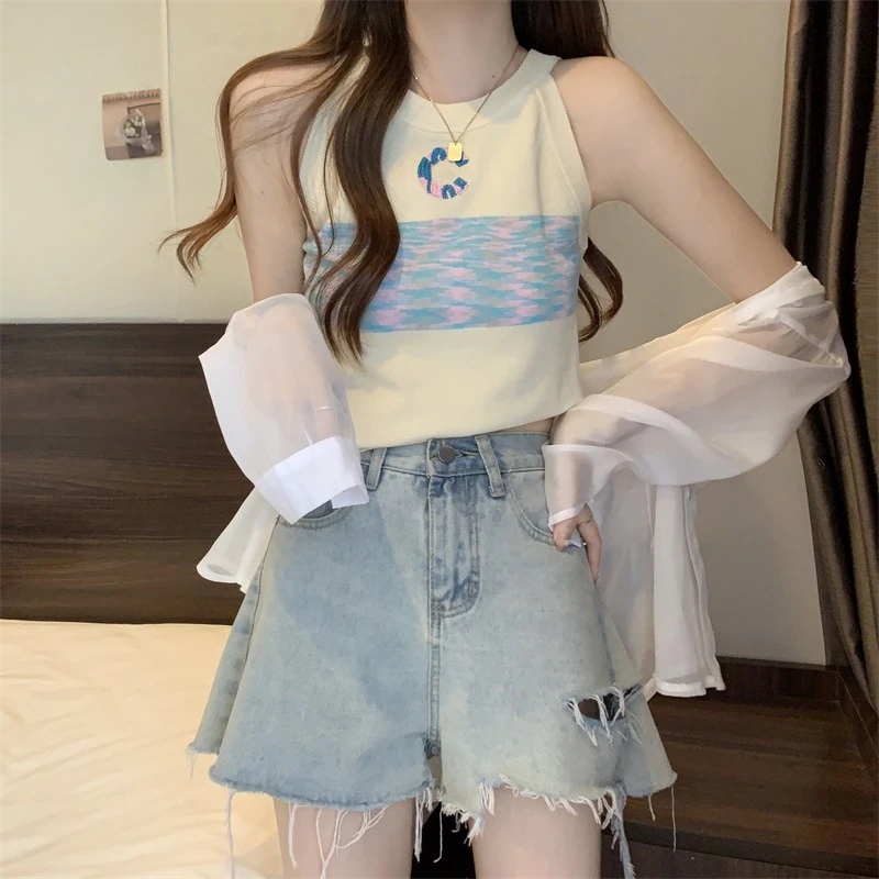 甜辣风外穿针织吊带背心女夏季2023年新款别致超好看短款小众上衣