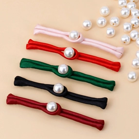 珍珠一字黑色纽扣旗袍盘扣扣子中式手工辅料唐装珠扣衣服配件装饰