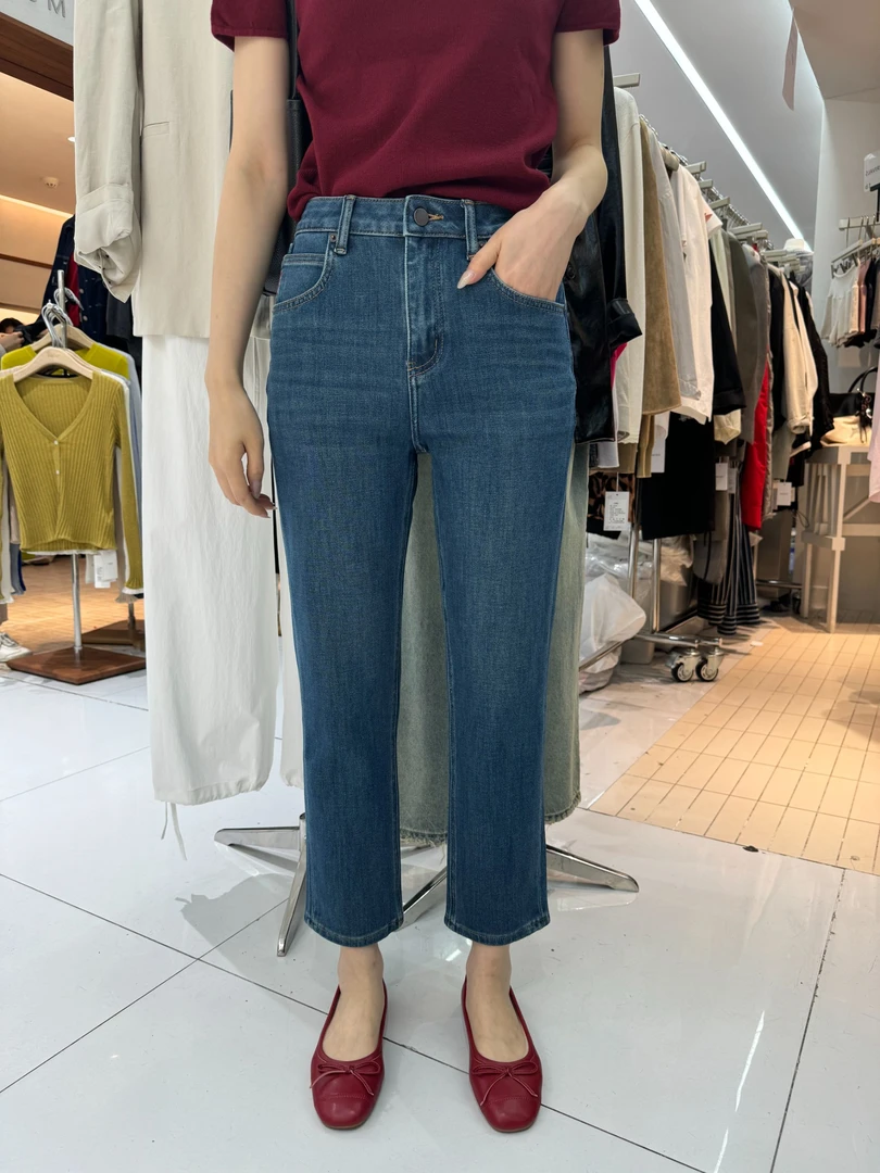 Kabodo71678牛仔裤女卡布2024秋季直筒裤欧货安可拉红九分烟管裤