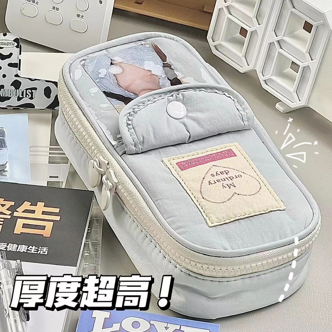 新款韩版小众笔袋初高中学生大容量多层多功能文具收纳笔盒