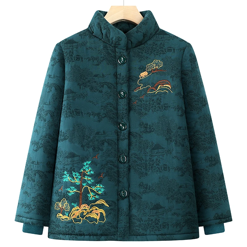 中老年女装冬季加绒棉衣大码妈妈装保暖外套老太太加厚奶奶装棉袄