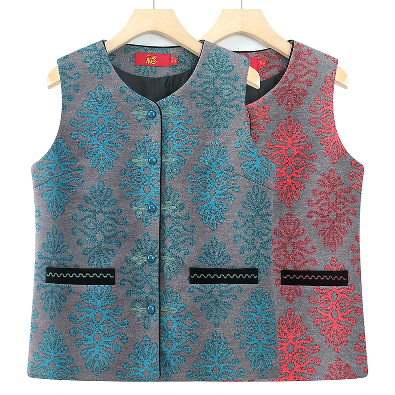 中老年人春秋装马甲大码妈妈装开衫上衣洋气老太太马夹奶奶装背心