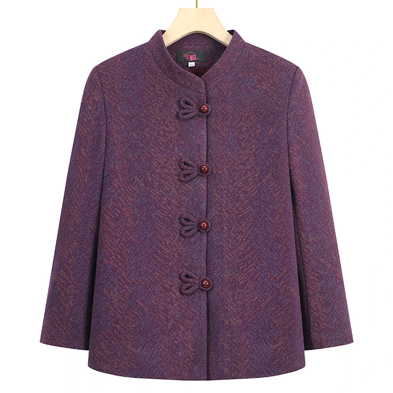 奶奶装秋冬毛呢外套老年人女装春秋妈妈装洋气短款老太太唐装衣服