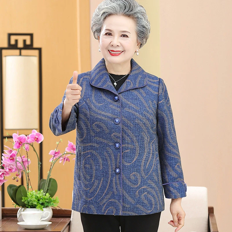 中老年女装秋装新款外套气质奶奶装开衫上衣洋气老太太老人衣服