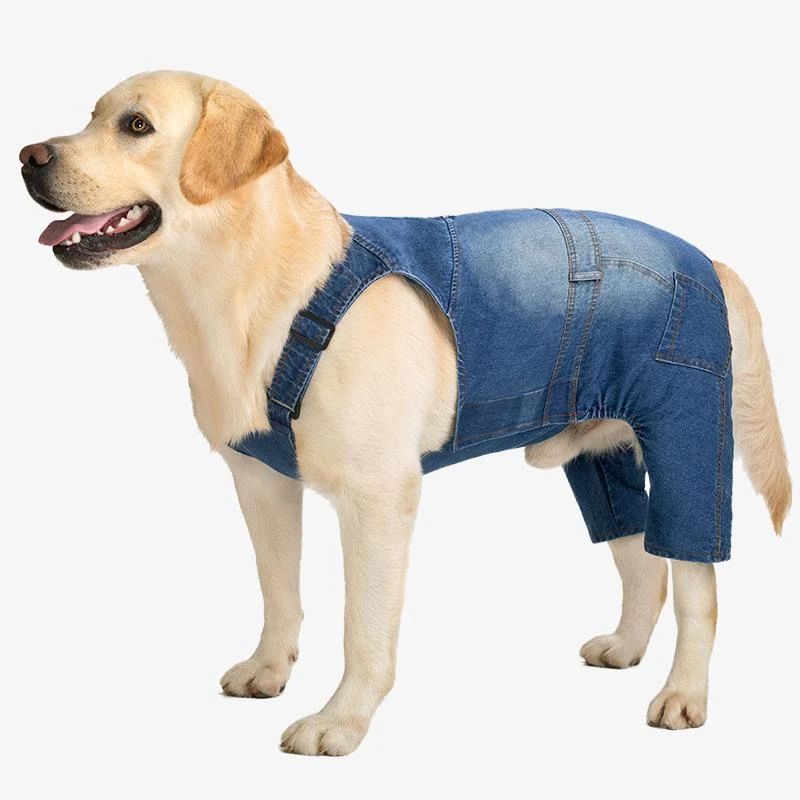 大狗狗衣服秋季新品牛仔裤背带裤金毛拉布拉多中大型犬连体裤胖狗