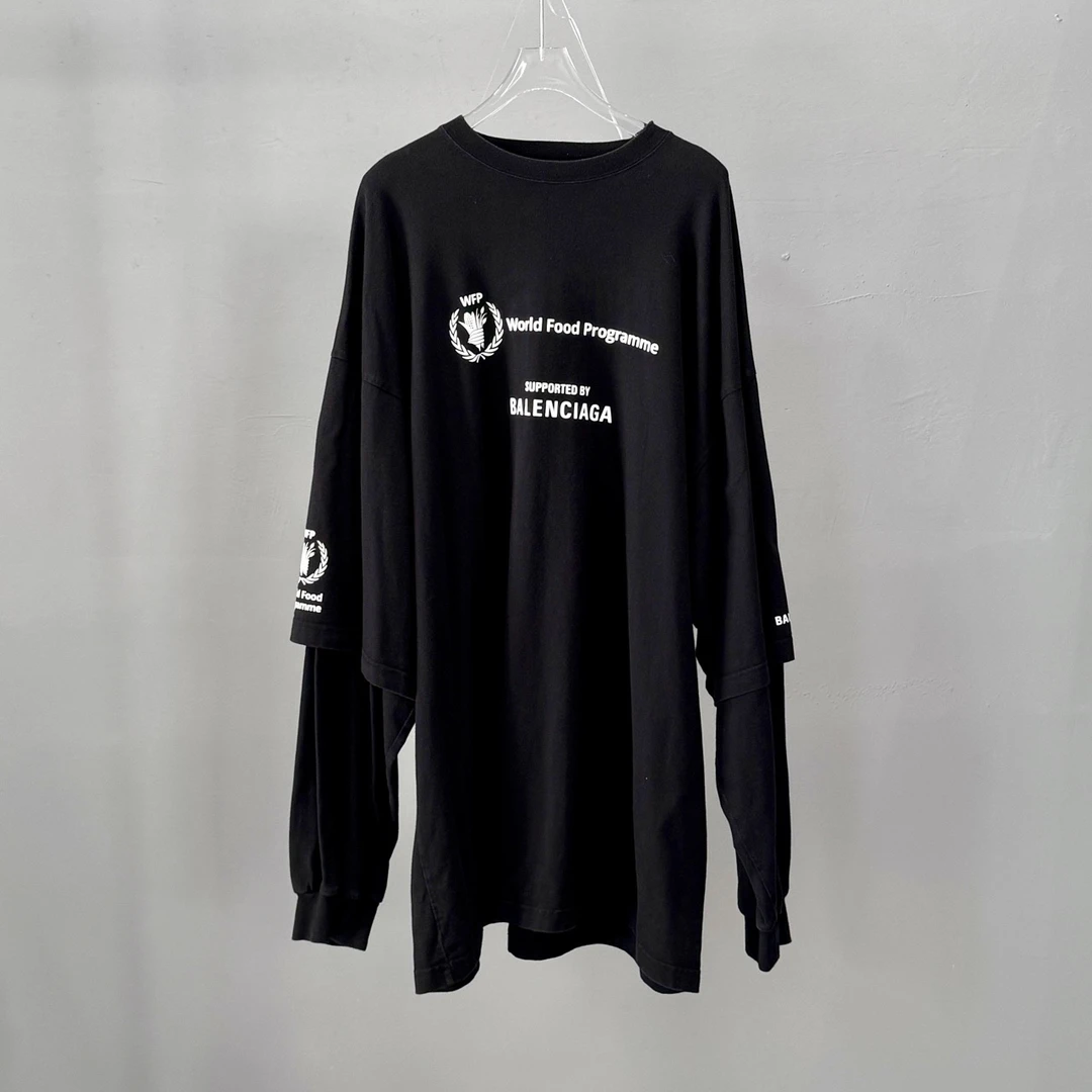 Balenciaga / 慈善粮仓假两件长袖卫衣/5码/Sw23642/公价5350