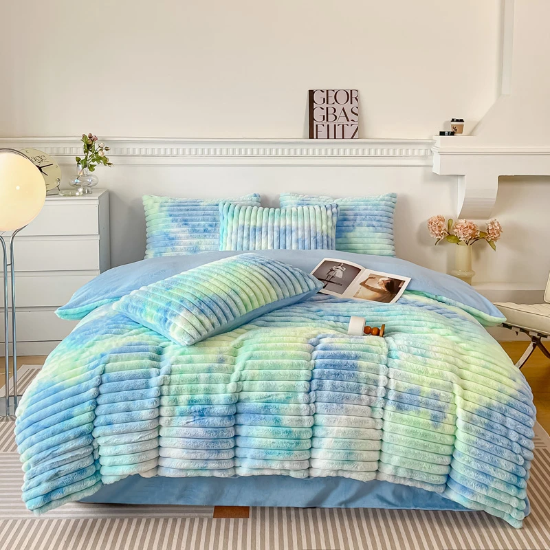 冬季加厚牛奶绒四件套被罩被套床单双面加绒珊瑚绒单人宿舍三件套