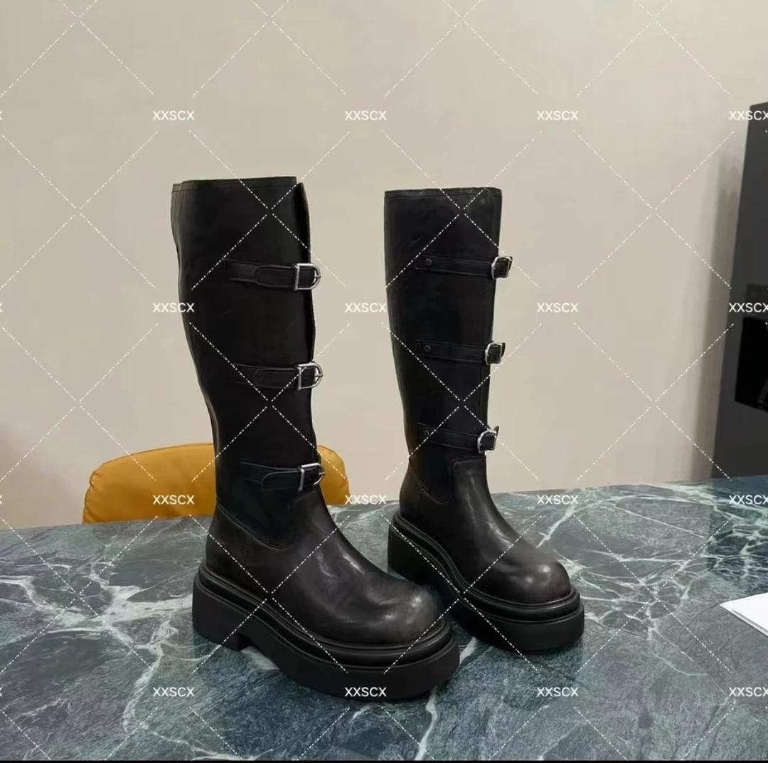 【HeiPa】安暖家【长筒女孩】英伦风马丁靴厚底潮走秀复古时尚长