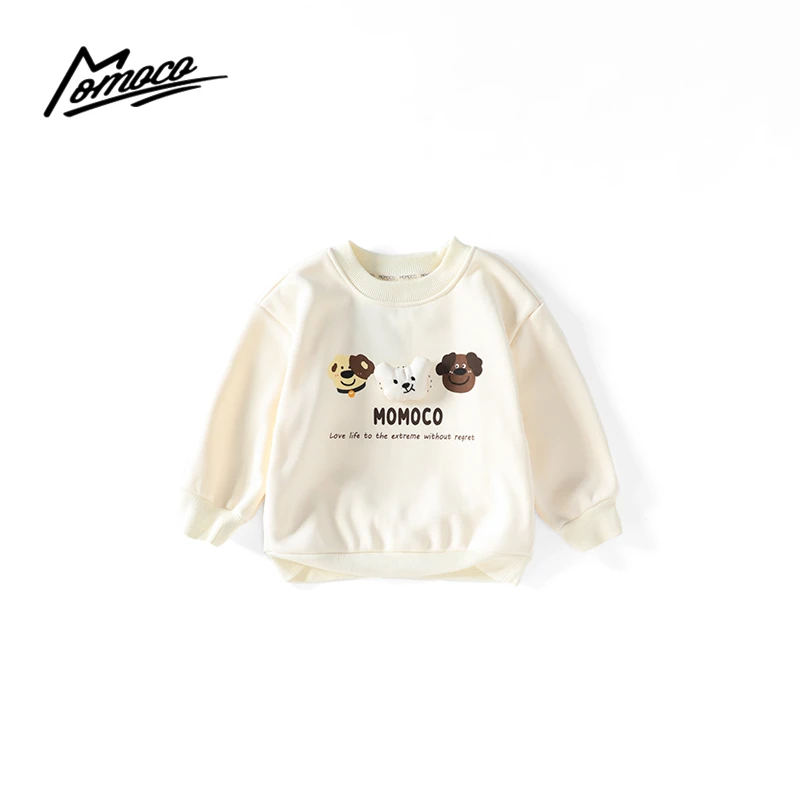 MOMOCO秋季儿童加绒上衣可爱小狗韩版男童女童卫衣75430232023