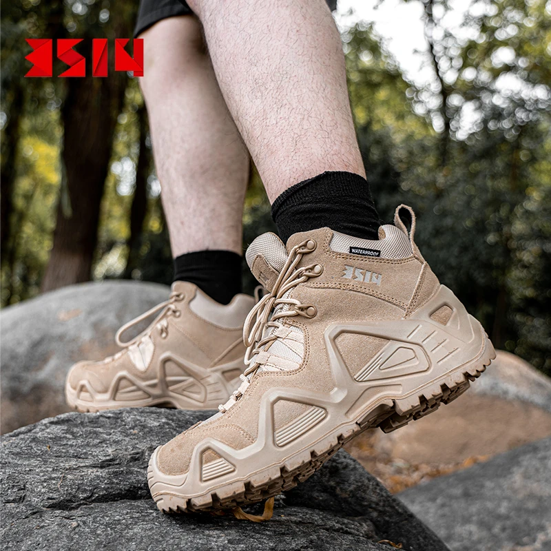 3514(二代款)户外男士沙色中帮防刮耐磨防水防穿刺舒适登山鞋