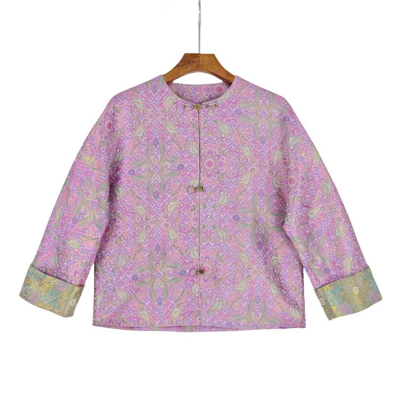 【粉黛】桑蚕丝宋锦复古外套中国风气质新中式民族风重磅2313126