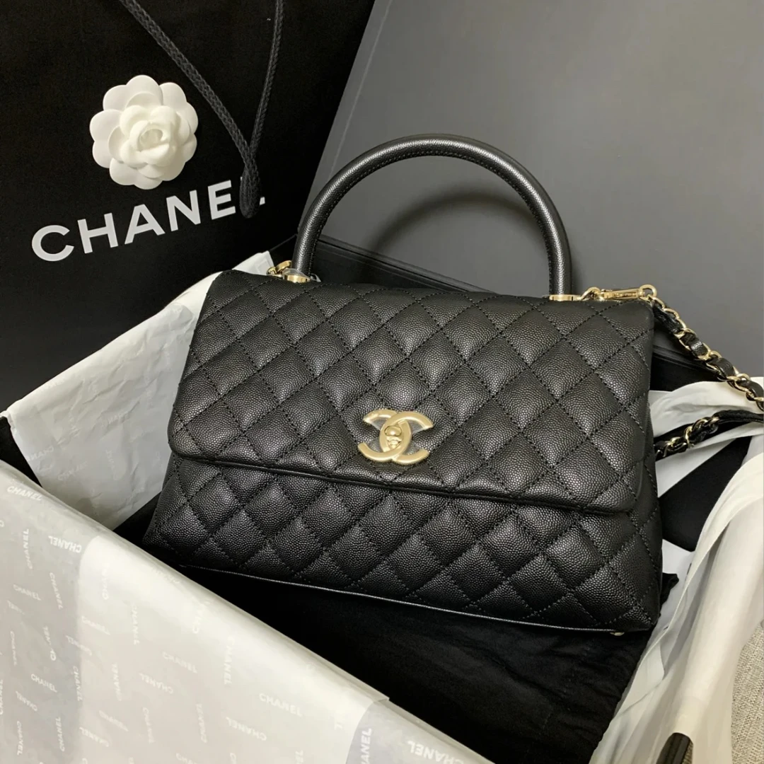 全新未使用 Chanel/香奈儿 coco handle中号 芯片款 手柄斜挎包22