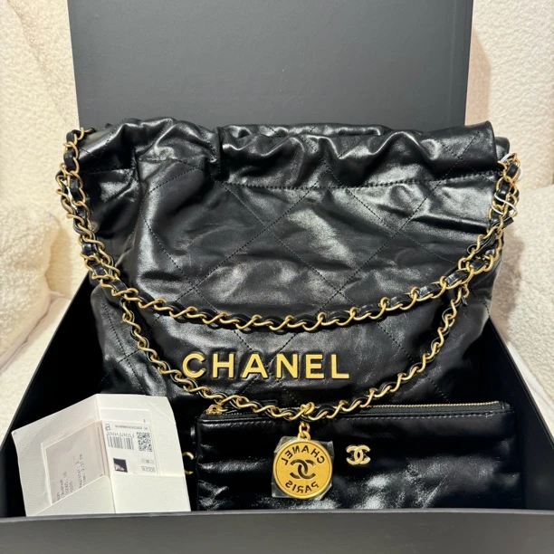 全新未使用 Chanel/香奈儿 黑金22bag小号23年芯片款 单肩链条包