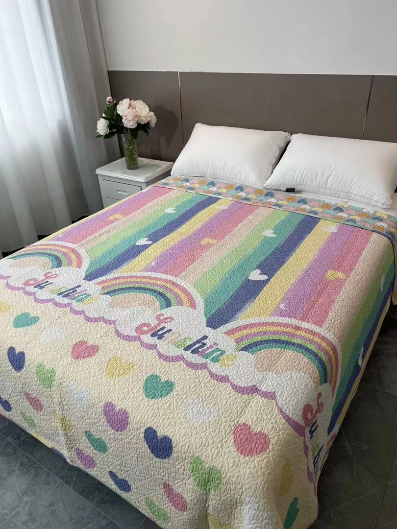 出口外贸纯棉双面斜纹多功能大尺寸榻榻米床单亲肤夹棉绗缝透气