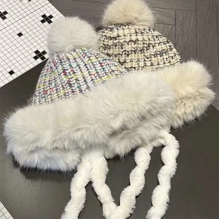 韩版毛绒水貂毛雷锋帽女秋冬季加绒保暖百搭护耳帽骑车防寒包头帽