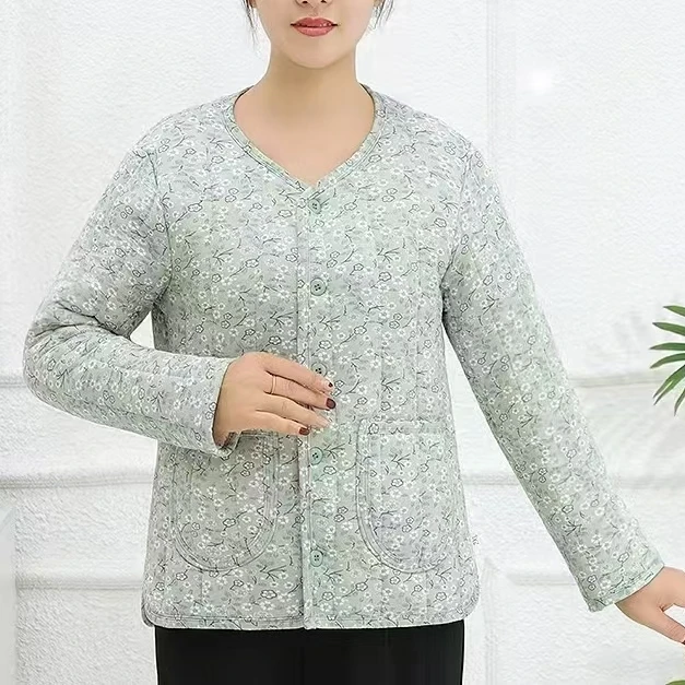 秋冬小香风碎花棉袄长袖洋气妈妈装加厚内胆气质时尚百搭保暖棉服