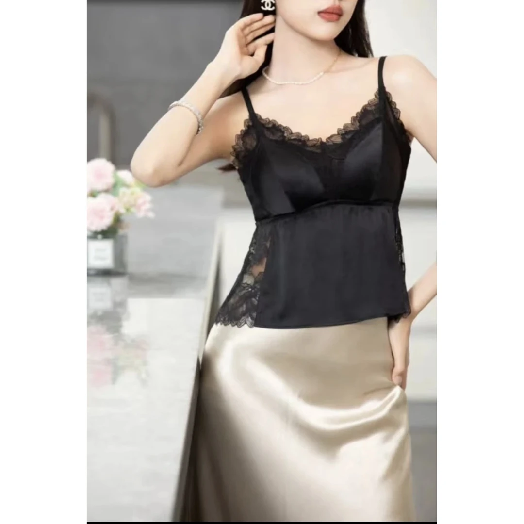 JING春夏新款240009性感蕾丝美背女士时尚打底无钢圈吊带百搭气质