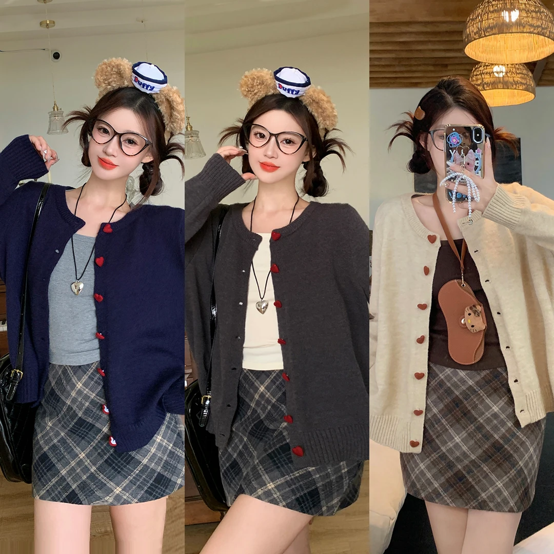 【8173】2024秋冬大码女装新款长袖针织衫开衫上衣百搭显瘦遮肉