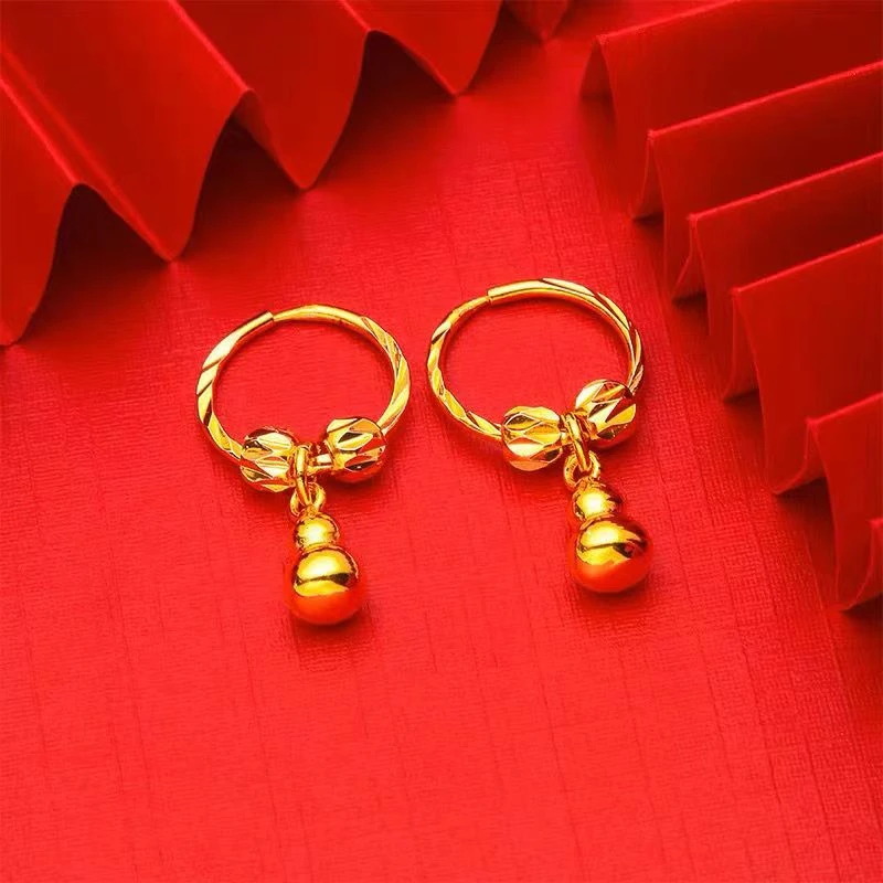 铜合金耳饰 精美时尚【双珠小葫芦耳环】女款气质经典时尚百搭饰品