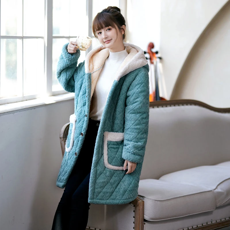 冬季加绒棉衣女新款保暖防污外穿工作服省服夹棉外套长袖厨房女款