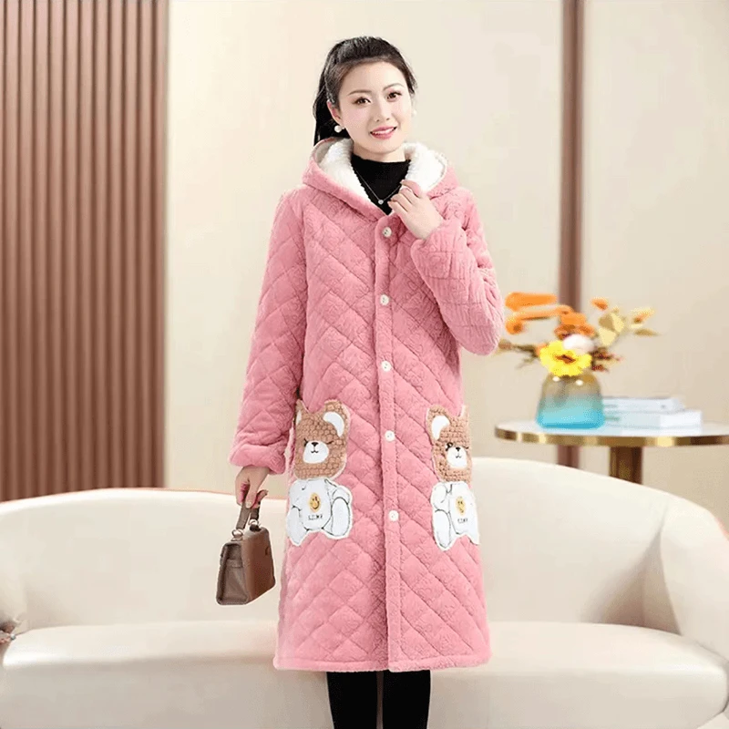 罩衣女新款冬季保暖防污外穿工作服长款夹棉棉袄围裙大码2025女款