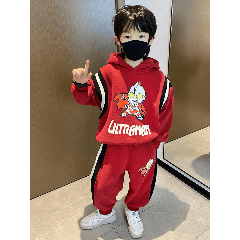 巴拉巴拉恩奥特曼男童冬季套装2023新款儿童秋冬装加绒加厚卫衣帅