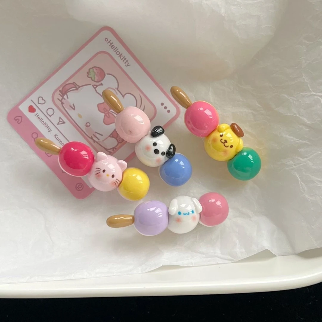 新款卡通大饵狗可爱发夹少女心超萌刘海边夹甜美食玩彩色冰糖葫芦