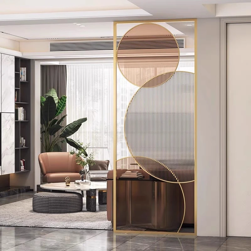 轻奢长虹钢化玻璃北欧简约创意客厅玄关卫生间屏风铁艺定制遮挡