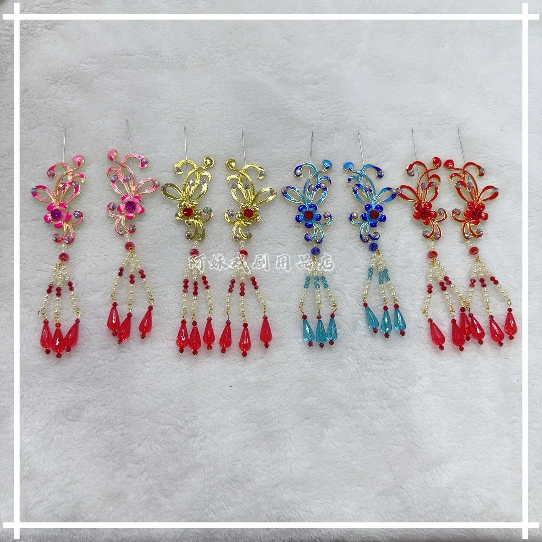 古装黄梅戏戏剧花旦仿小姐景泰蓝花朵纯手工古典 耳边花头饰