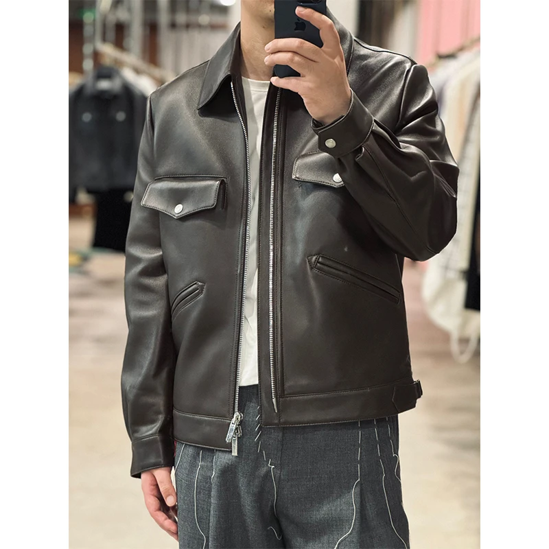 58000版“kimjones周天王 双色法国小羊羔皮”复古牛仔夹克皮衣