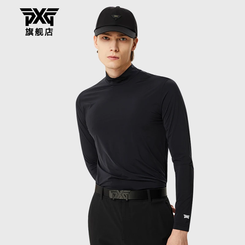 PXG高尔夫服装男士长袖打底衫运动修身速干透气半高领时尚长袖T恤