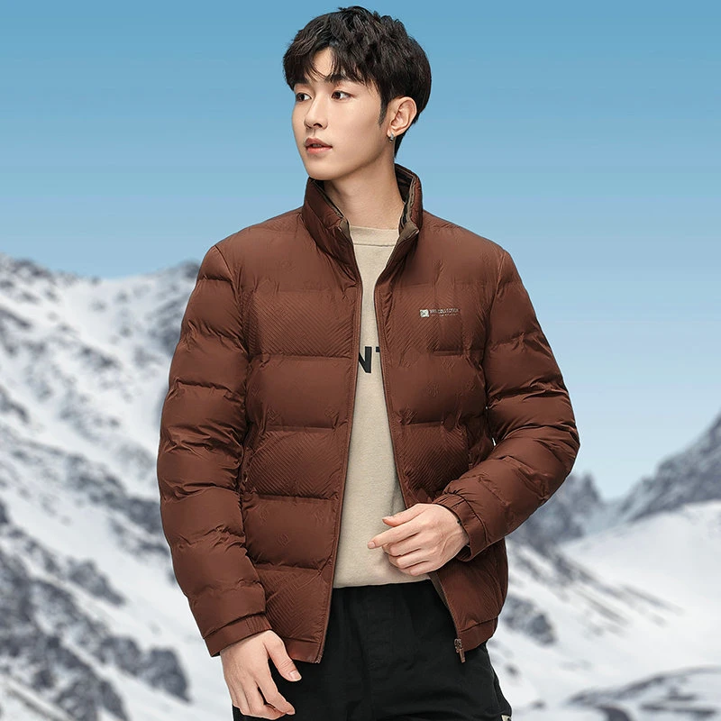 立领冬季新款加厚保暖棉衣男商务休闲连帽外套男休闲大码爸爸棉服