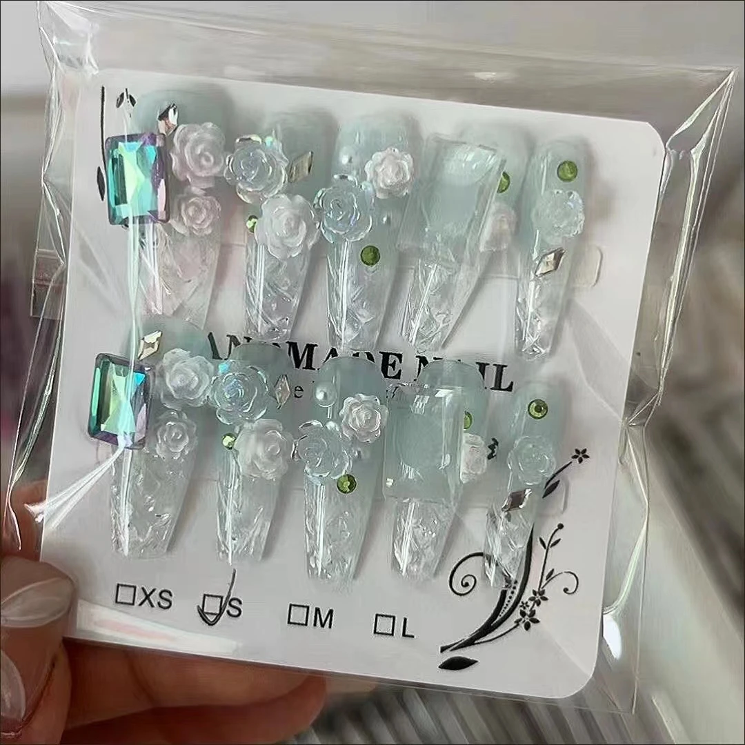 [MINXING穿戴甲]蓝冰冰纯手工山茶花穿戴甲