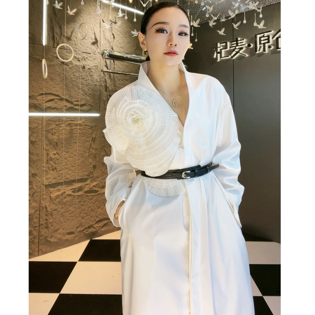 2025新款麦子原创气质轻奢连衣裙百搭法式优雅中长款衬衫裙高级89