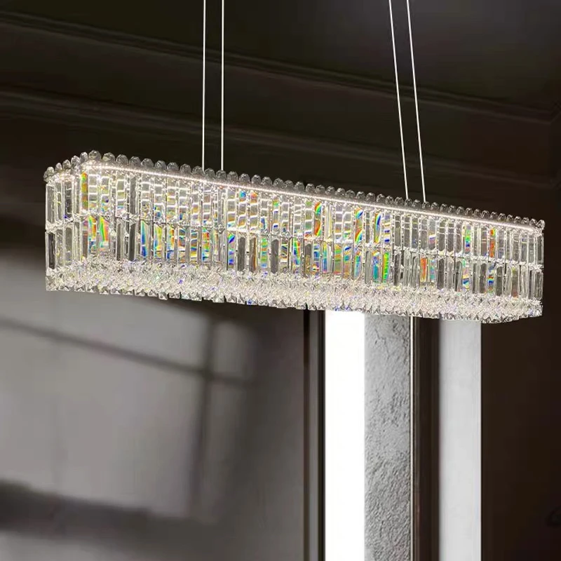 【美洛斯奇】高端法式轻奢进口埃及一字长条水晶灯长方形餐桌吊灯