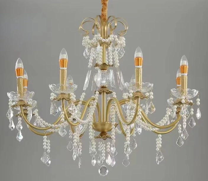 【美洛斯奇】复古法式客厅餐厅全铜水晶吊灯轻奢浪漫卧室房吊灯