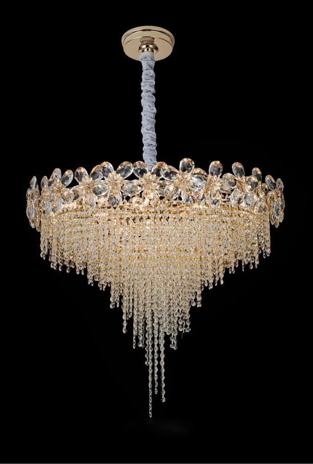 【美洛斯奇】客厅灯轻奢风水晶花朵高端设计师现代大气金色花瓣吊灯