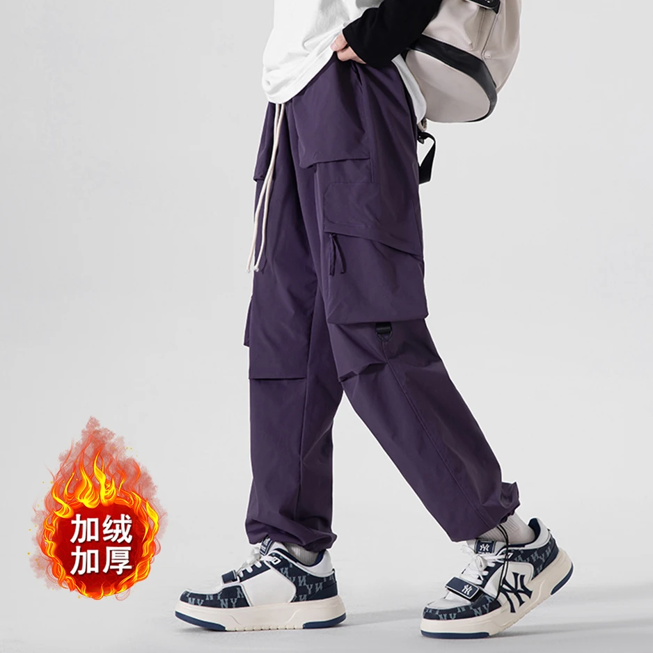 多巴胺情侣工装裤休闲长裤加厚加绒大码户外潮流宽松冬季百搭A861